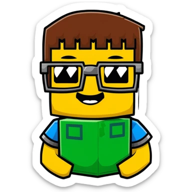 sponge with buck teeth and glasses wearing a Minecraft shirt sticker