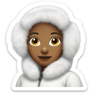 Girl in white big fluffy fur ear muffs sticker
