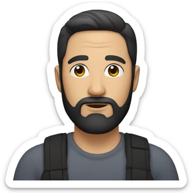 white Man with circle beard and short black hair sticker