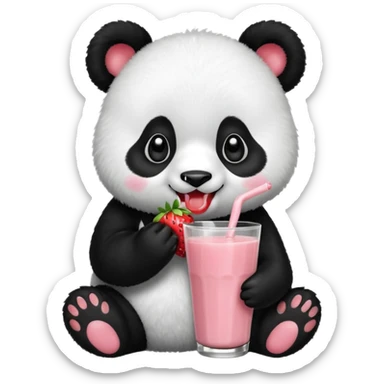 Panda drinking strawberry milk sticker