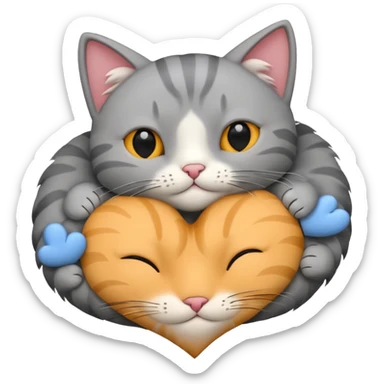 heart 4 grey cats sticker