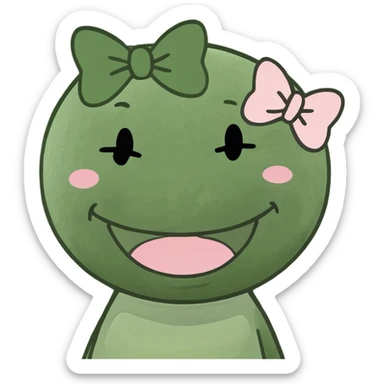 Blush smiley with bow sticker