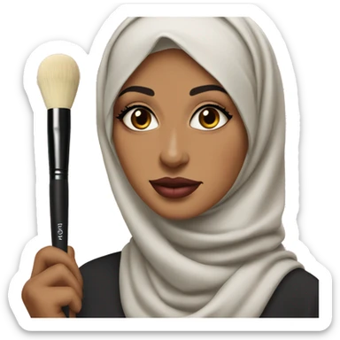 Hijabi-with-lipstick-holding-makeup-brushes sticker