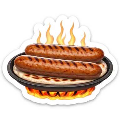 Cinematic Realistic Cevapi Dish Emoji, depicted as small, grilled minced meat sausages with a charred exterior rendered with lifelike textures and warm, savory lighting. sticker