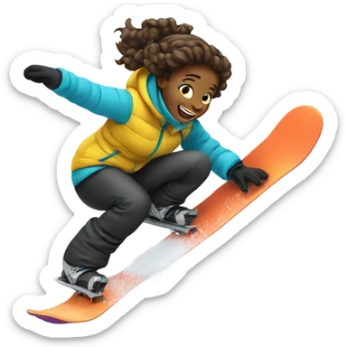 Girl falling snowboarding sticker