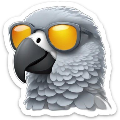 African grey parrot wearing sunglasses sticker