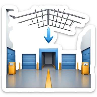 modern warehouse with an arrow that points in sticker