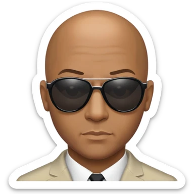 Bald black man with sunglasses James Bond  sticker
