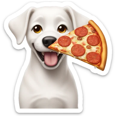 White dog eating pizza  sticker