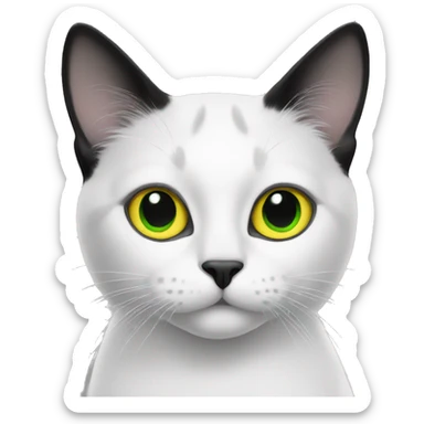 Black and white cat w yellow green eyes sticker