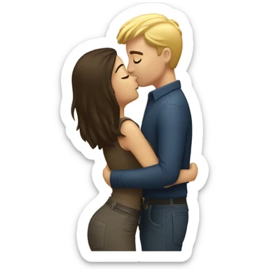 Brunette kissing her blond boyfriend sticker