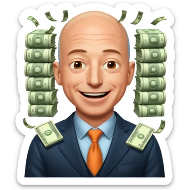 jeff bezos sniff money and laughing like madman sticker