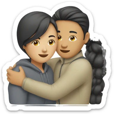 asian man and asian woman hugging sticker