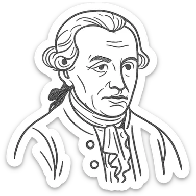 Rectify the mouth to look more natural and accurate in the hand-drawn black outline sketch style of the famous portrait of Immanuel Kant. Keep no fill, only outlines, no background, and no text. sticker