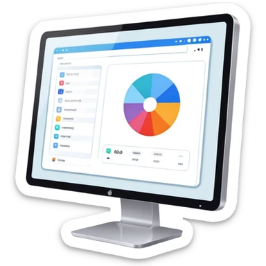 Create an emoji for UX/UI design. Show a monitor or tablet with a web interface mockup displayed on the screen. Use modern, professional colors. Do not include any emojis or smiley faces. Make the background transparent. sticker