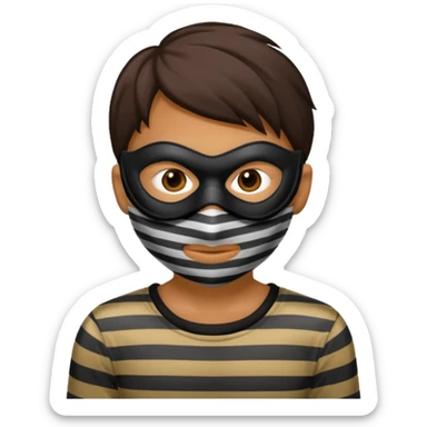 thief, with stripped shirt, facemask, thief mask. sticker