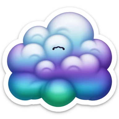 purple and green and blue gradient fluffy cloud with lighting sticker