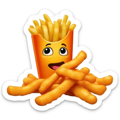 Cheeto kissing a French fry sticker