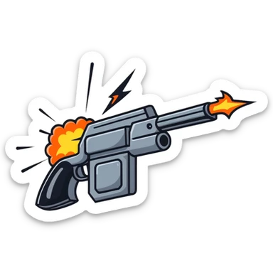 Cartoon gun blast with action effects sticker