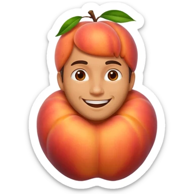 a guy on top of a peach sticker