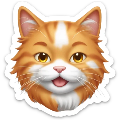 Cute emoji long haired orange and white kitty winking sticker
