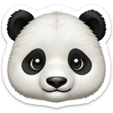 Cinematic Cute Panda Portrait Emoji, Head tilted playfully and inquisitively, featuring a fluffy, contrasting Fur of black and white with a charming expression and round, sparkling eyes filled with curiosity, Simplified yet irresistibly adorable features, highly detailed, glowing with a warm, friendly glow, high shine, affectionate and playful, stylized with a touch of bamboo whimsy, bright and endearing, soft glowing outline, capturing the essence of a mischievous yet loving panda, so playful it feels like it could roll out of the screen and into your arms! sticker