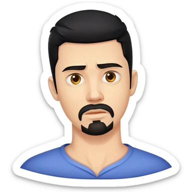 Man with black hair and goatee with severe injured neck  sticker