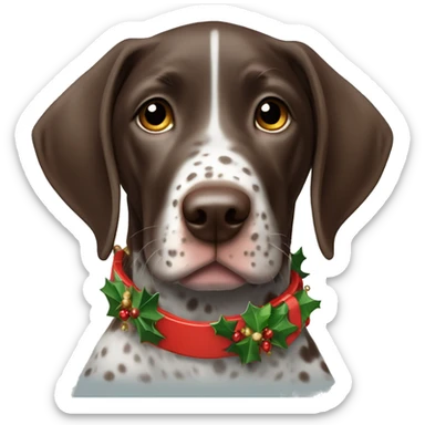 German shorthaired pointer puppy wearing Christmas collar  sticker
