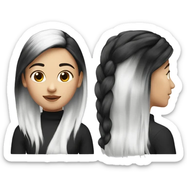 split dyed hair half black half white sticker