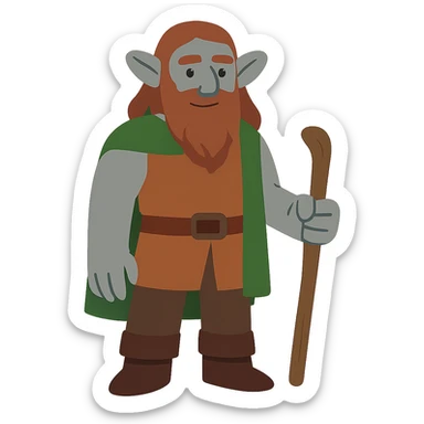 flat toon style firbolg with grey skin sticker