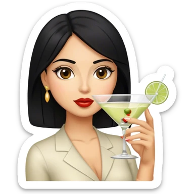 black haired female Hispanic looking drinking martini sticker