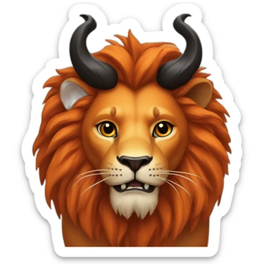 orange and black lion with horns sticker