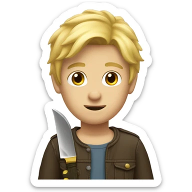 blond boy lance un couteau sticker