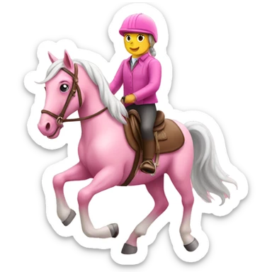 pink horse riding sticker