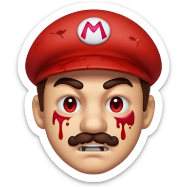 mario a lot ofblood on his face sticker