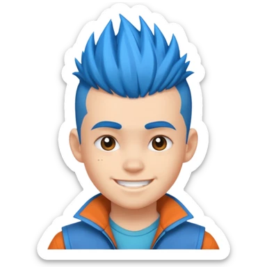 blue haired kid mohawk tough sticker