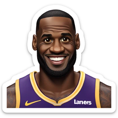 LeBron James in his lakers jersey smiling sticker