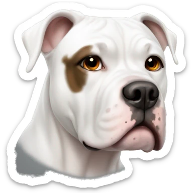 White American bulldog with brown spot left eye sticker