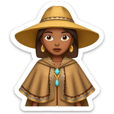 brown skin woman with fashion pancho sticker