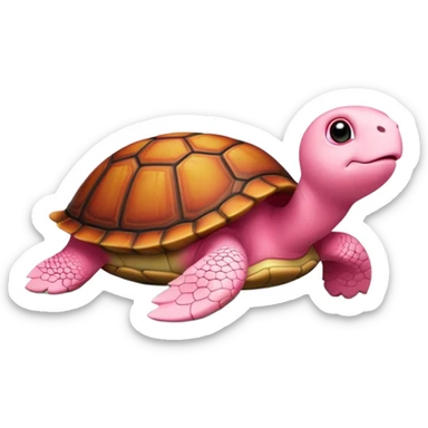 cute turtle plushie with light pink skin and red shell sticker
