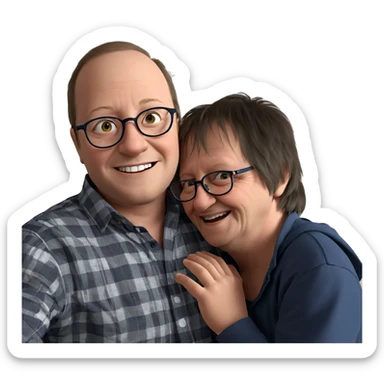 happy boys with glasses sticker