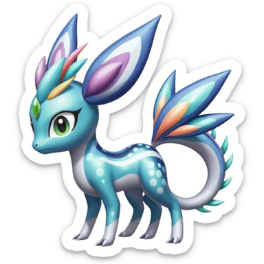 Shiny Spotted Striped Colorful-Fruity-Splash-marked Meloetta-Kyurem-Dialga-Suicune-Pteromon-hybrid sticker