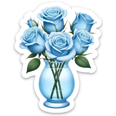 Light blue roses in vase sticker