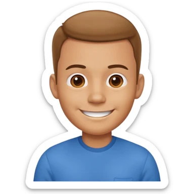 very big head and small body proportion male cartoon sticker