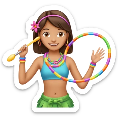 hula hoop at girl one arm sticker