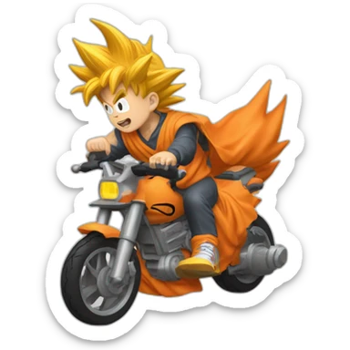 San Goku qui fait de la moto sticker