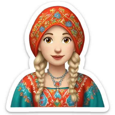 Russian woman wearing traditional russian clothing sticker