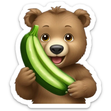 baby grizzly eating cucumber sticker