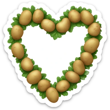 beige heart adorned with potatoes garland sticker