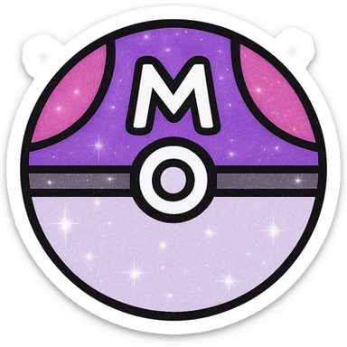 Add a sparkle effect to the minimalist Master Ball icon, preserving the original style and transparent background. sticker